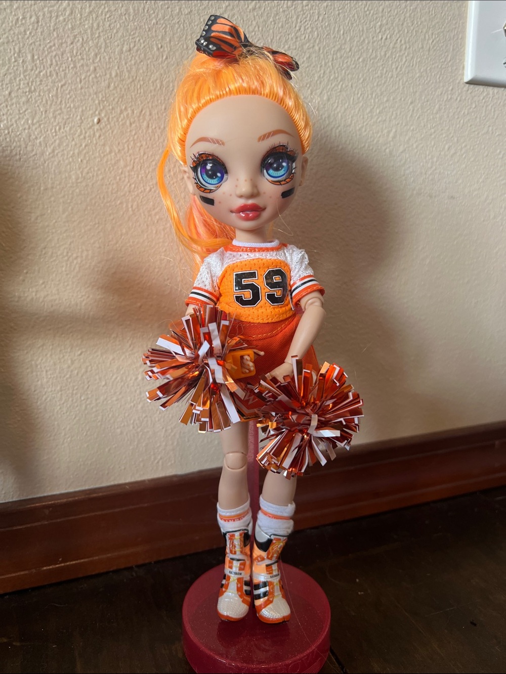 Rainbow High Orange Cheerleader Doll with Number 59 Outfit